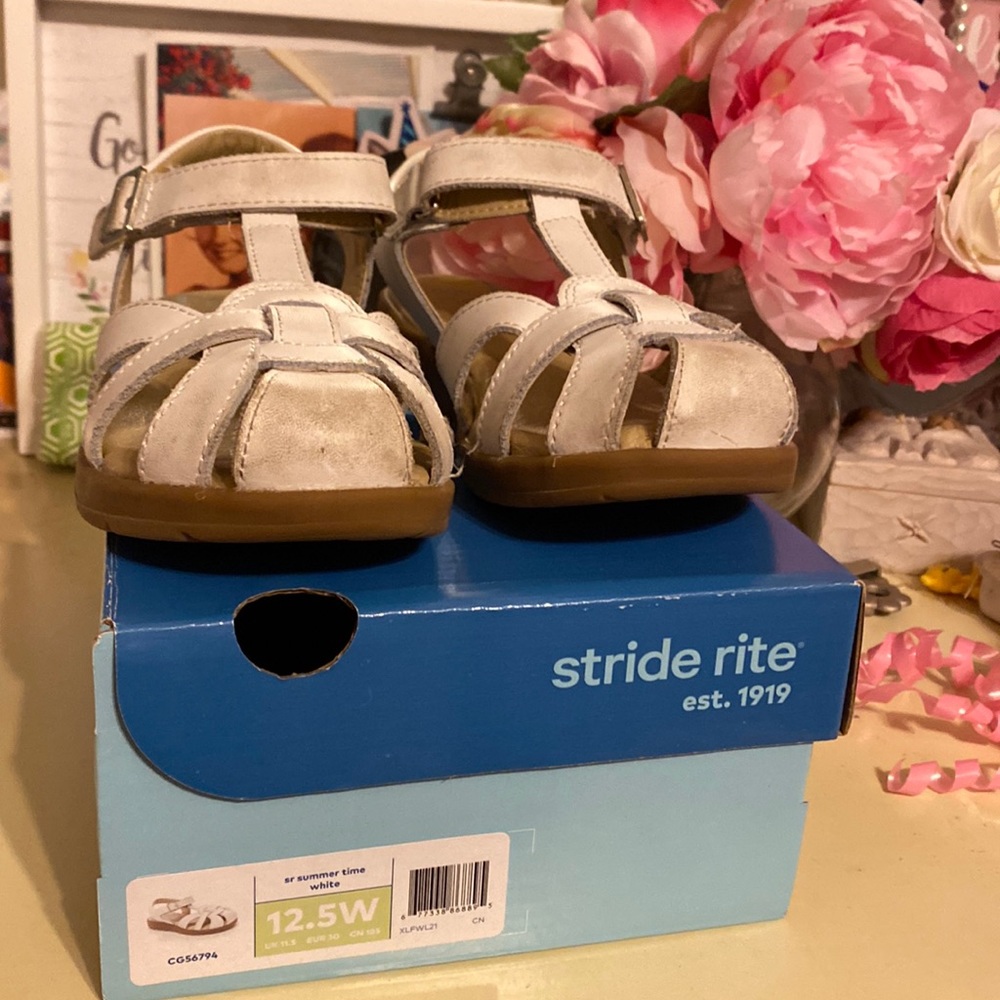 12.5W Stride Rite White Cage Sandals